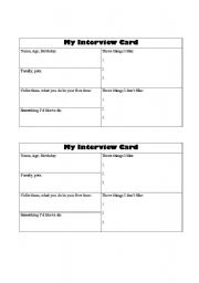 English Worksheet: Interview Cards