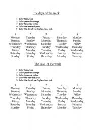 English Worksheet: Days of the week