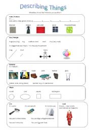 English Worksheet: Describing Objects in English