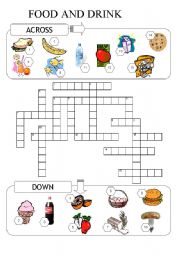 English Worksheet: Food crossword