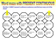 English Worksheet: PRESENT CONTINUOUS MAZE