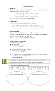 English worksheet: Phonics notes
