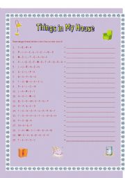 English worksheet: Things in my house