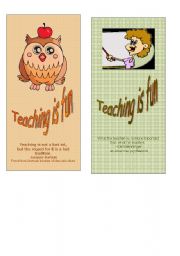 English worksheet: bookmarks for TEACHERS