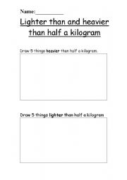 English worksheet: Introducing half kilogram