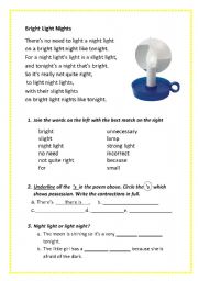 English Worksheet: Bright Light Nights