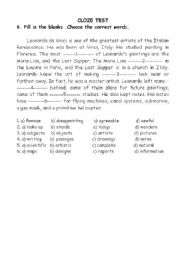 English Worksheet: Cloze text 