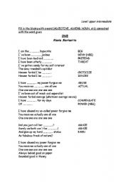 English worksheet: song: ONE Alanis Morisette