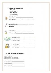 English worksheet: revision of   it is/ it isnt, have got/ has got, etc