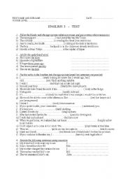 English Worksheet: Grammar exercises