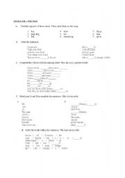 English Worksheet: Song 