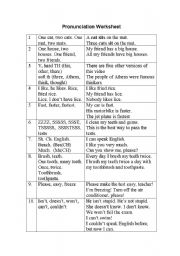 Pronunciation Worksheet