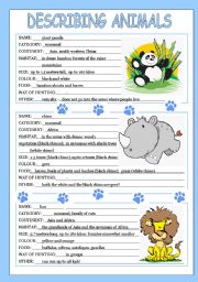 English Worksheet: describing animals 3/3