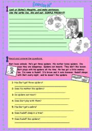 English Worksheet: Reading comprehension + Make sentences. SIMPLE PRESENT