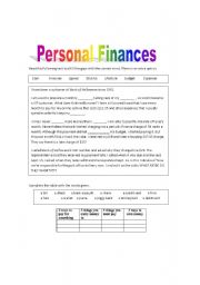 English Worksheet: Personal Finances