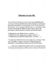 English Worksheet: Museum of your life