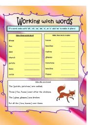 English Worksheet: Working with words