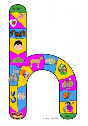 English Worksheet: New Alphabet Tracks: letter h in full color, black and white and blank.