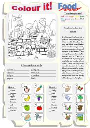 English Worksheet: Colour it! Food