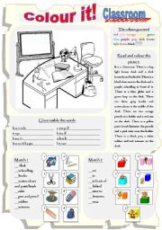 Colour it! Classroom & prepositions of place