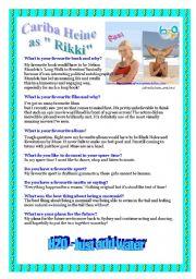 English Worksheet: Reading - H2O - Cariba Heine  as Rikki