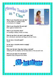 English Worksheet: Reading - H2O - Phoebe Tonkin as Cleo
