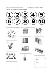 Count classroom objects to 10