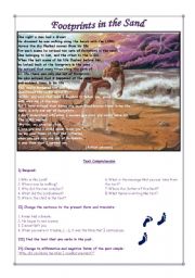 English Worksheet: Footprints and the Sand