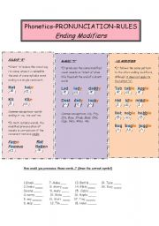 English Worksheet: Phonetics-Pronunciation Rules-Ending modifiers