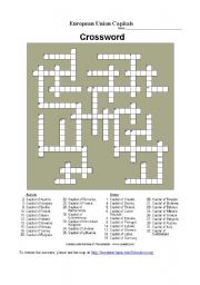 English Worksheet: EU crossword