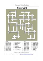 English Worksheet: EU crossword