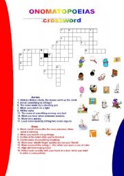 English Worksheet: ONOMATOPOEIAS- CROSSWORD 