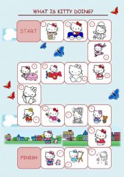 English Worksheet: Kitty - Game - Present Continuous