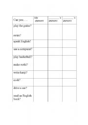 English Worksheet: Can you...?