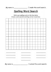 English Worksheet: Make a Spelling Word Search