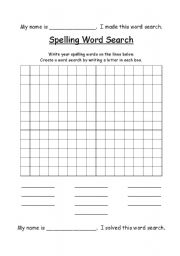 English worksheet: Make a Spelling Word Search