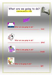 English worksheet: what are we going to do? PLANS