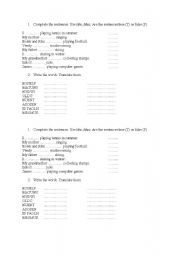 English Worksheet: The verb to like