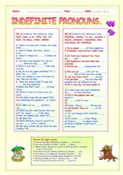 English Worksheet: INDEFINITE PRONOUNS   WS.