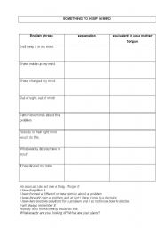 English worksheet: SOMETHING TO KEEP IN MIND