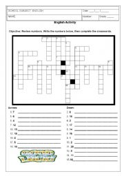 English Worksheet: Numbers crosswords