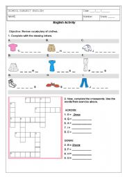 English Worksheet: Clothes