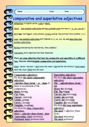 comparative and superlative adjectives. theory and practice.