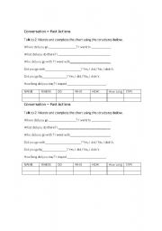 English worksheet: Past Tense Conversation Cards