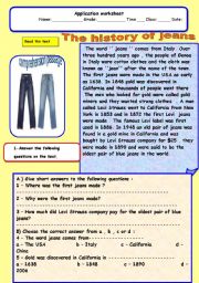 English Worksheet: The history of jeans 