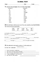 English Worksheet: Past simple Global Test