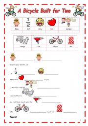 English Worksheet: A BICYCLE BUILT FOR TWO - song