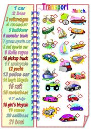 Transport 1- Matching activity **fully editable