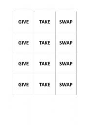 English Worksheet: Give Take Swap cards