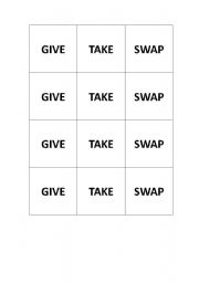 English worksheet: Give Take Swap cards